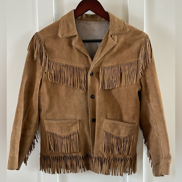 Vintage western fringe brown suede leather jacket size small - Picture 1 of 12